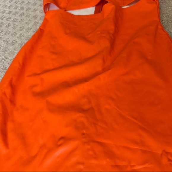 AKIRA Pleather Cut Out Midi Dress Vibrant Orange Strapless Baddie Club Going Out - Picture 16 of 16